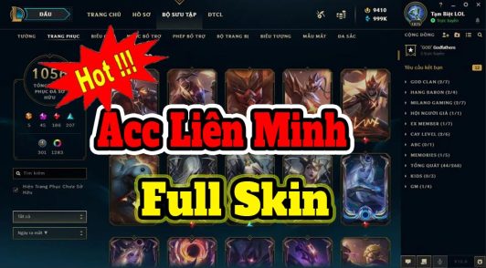 Tặng Acc Liên Minh Full Skin